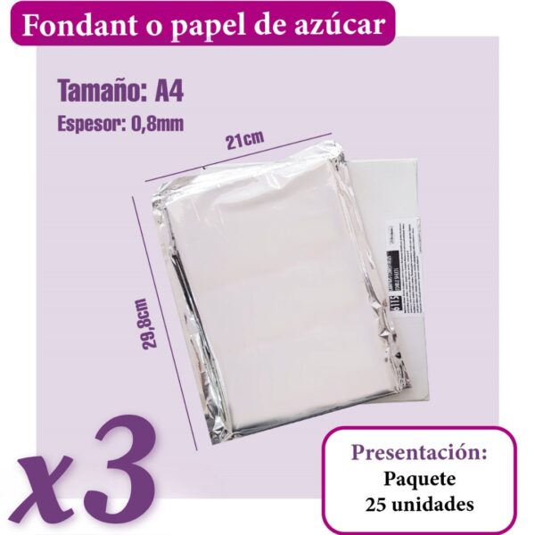 Papel de azúcar o fondant #1 - 3 Paquetes