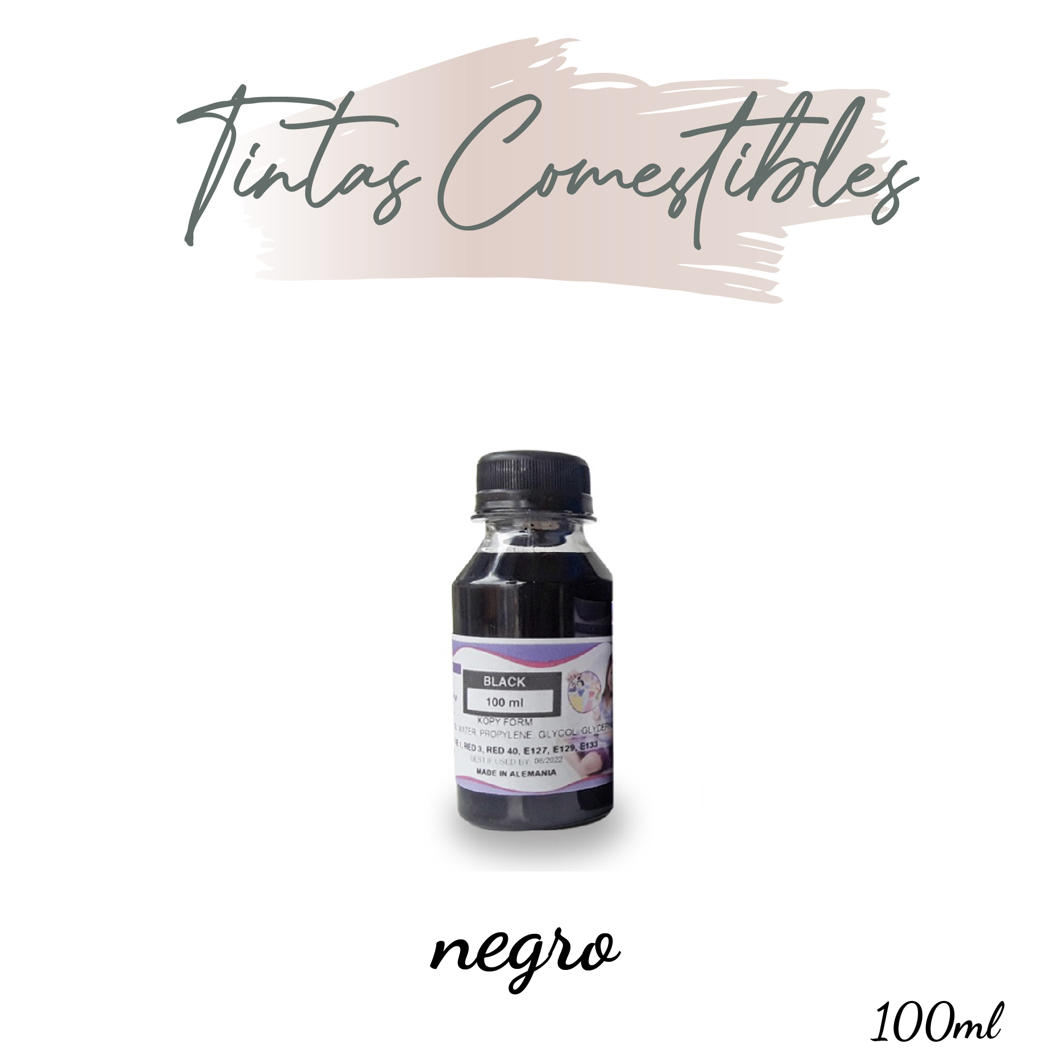 Tinta comestible 100ml - Negro