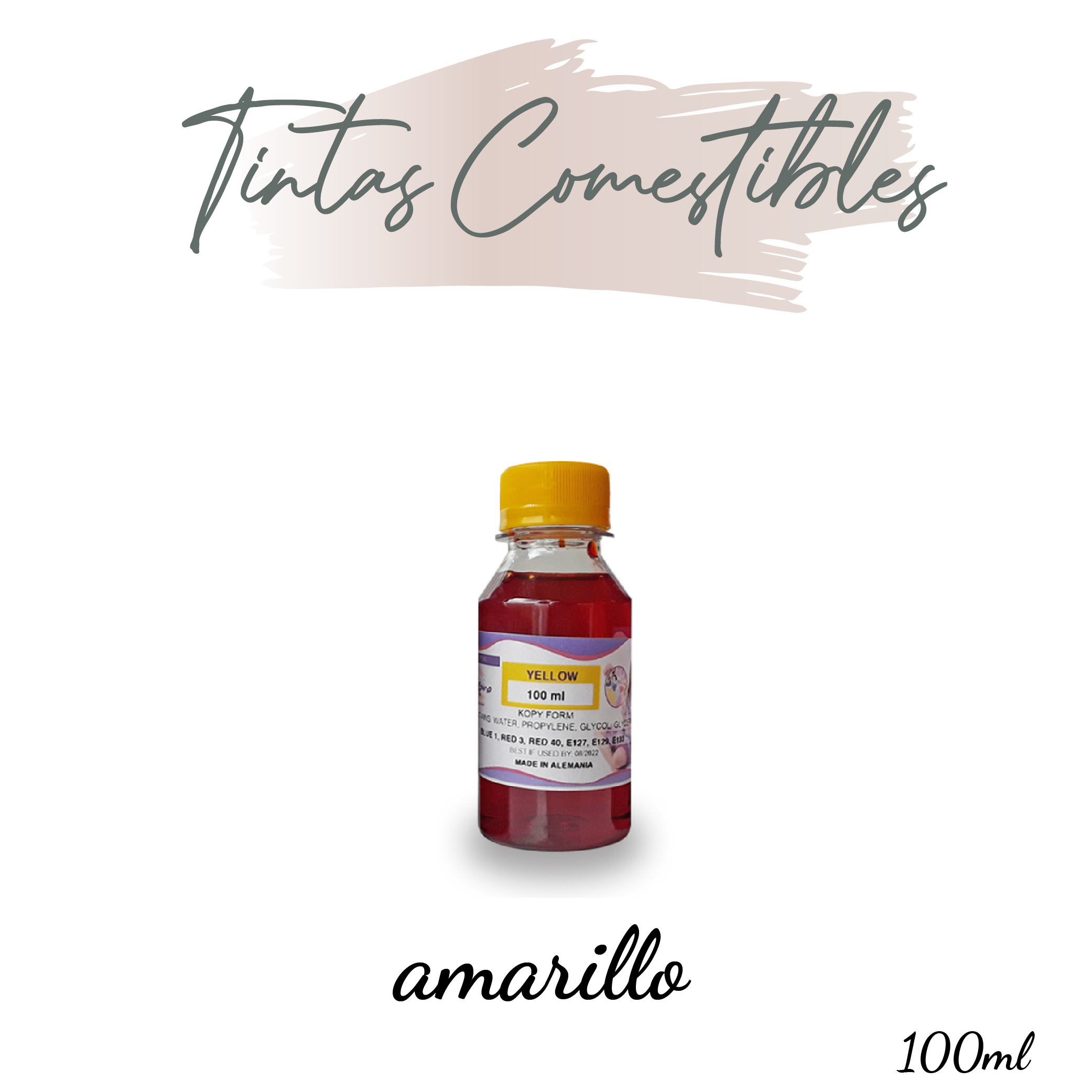 Tinta comestible 100ml - Amarillo