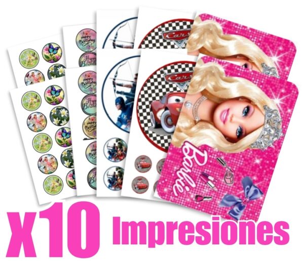 x10 Papel comestible de Arroz #2 Impreso & Troquelado