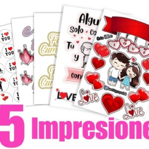 x5 Papel comestible de Arroz #3 Impreso & Troquelado