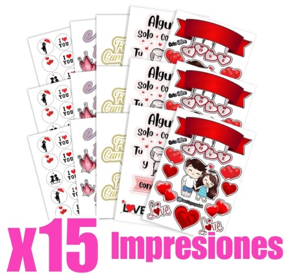 x15 Papel comestible de Arroz #3 Impreso & Troquelado