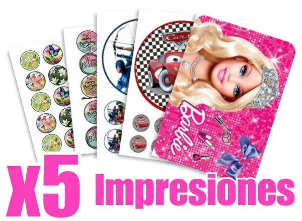 x5 Papel comestible de Arroz #2 Impreso & Troquelado